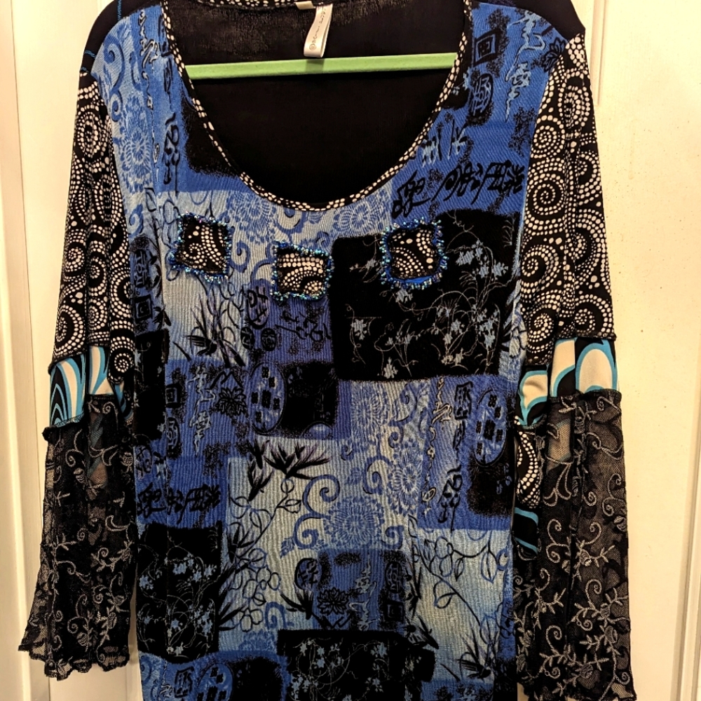 High low mixed pattern hand crafted top